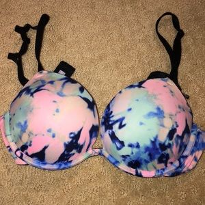 PINK tie die bra
